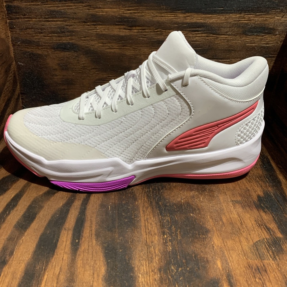 PUMA Lace-Up Tennis/Racquet Sport Mens Size 8.5 Shoes - White Pink Purple
